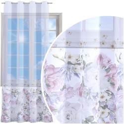 Firana gotowa woal pastelowe kwiaty 140x250 przelotki 