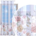 Firana gotowa woal motyw kwiatowy 140x250 przelotki     - 10148