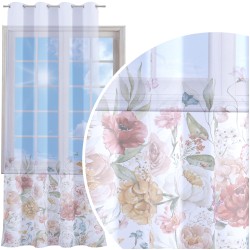 Firana gotowa woal motyw kwiatowy 140x250 przelotki    
