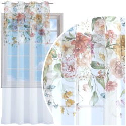 Firana gotowa woal motyw kwiatowy 140x250 przelotki    