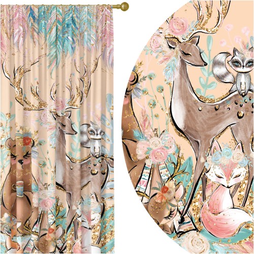 Zasłona półzaciemniająca motyw BAMBI do pokoju dziecięcego 140x250 na taśmie    - 12309