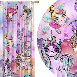 Zasłona półzaciemniająca motyw PONY do pokoju dziecięcego 140x250 na taśmie  