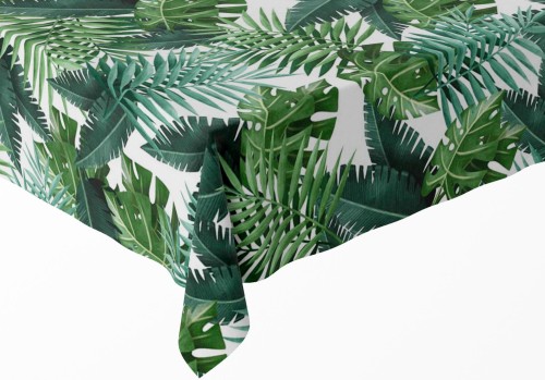Obrus plamoodporny w zielone liście 140x220