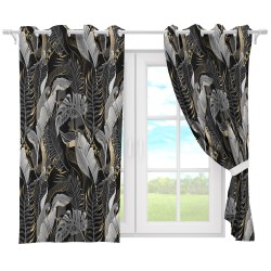 Zasłona półzaciemniająca z motywem liści 140x160 przelotki  