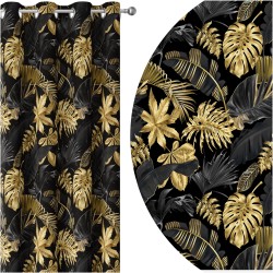 Zasłona półzaciemniająca z motywem liści 140x250 przelotki  