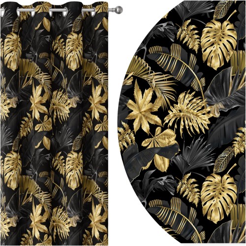 Zasłona półzaciemniająca z motywem liści 140x250 przelotki   - 13587