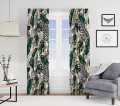 Zasłona półzaciemniająca zielone liście monstera 140x250, na taśmie  - 1364