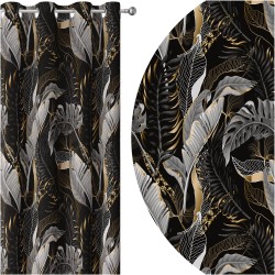 Zasłona półzaciemniająca z motywem liści 140x250 przelotki  