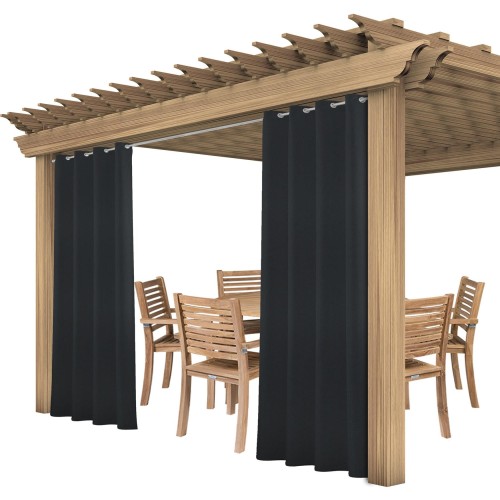 Zasłony ogrodowe czarne do altany tarasu ogrodu 155x240 przelotki   - 14652