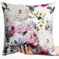 Welwetowa poszewka dekoracyjna z kwiatowym nadrukiem 45x45 - 15618