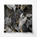 Poszewka dekoracyjna czarna z motywem szarych tropikalnych liści 45x45 WELUR - 15752