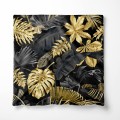 Poszewka dekoracyjna czarna z nadrukiem tropikalnych szarych liści 45x45 WELUR  - 15770