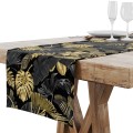 Bieżnik czarny w szare tropikalne liście 40x120 - 16325