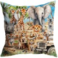 Poszewka dekoracyjna  motyw ZOO do pokoju dziecięcego 40x40 - 16596