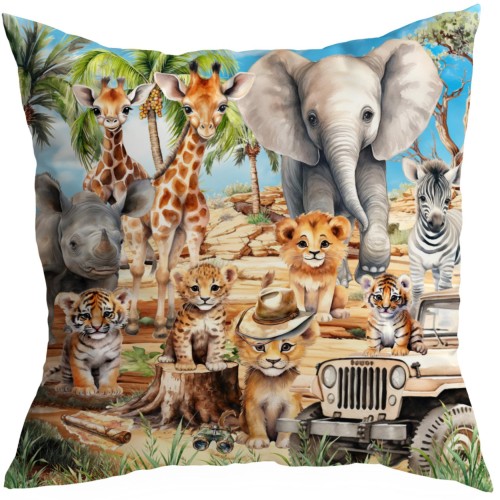 Poszewka dekoracyjna  motyw ZOO do pokoju dziecięcego 40x40 - 16596