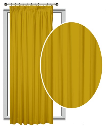Zasłona półzaciemniająca musztardowa, 140x250 cm, na taśmie - 167