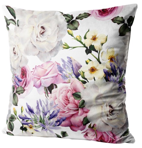 Welwetowa poszewka dekoracyjna  z kwiatowym nadrukiem 50x50 - 1851