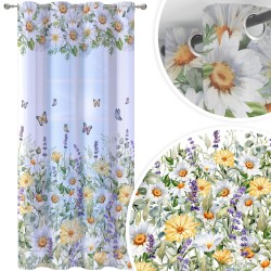 Firana gotowa woal motyw kwiatowy 140x250 przelotki