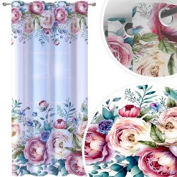  Firana gotowa woal motyw kwiatowy 140x250 przelotki