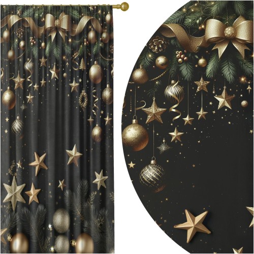  Zasłona półzaciemniająca motyw świąteczny 140x250 na taśmie - 20775