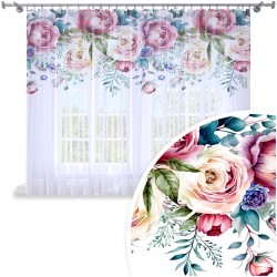 Firana gotowa motyw kwiatowy 400x150