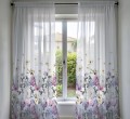 Firana gotowa woal pastelowe kwiaty 140x250 na żabki - 21083