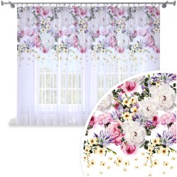 Firana gotowa motyw kwiatowy 400x160