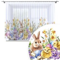 FIRANA ŚWIĄTECZNA GOTOWA 300x150 CM WOAL ZAJĄC NA TAŚMIE WIELKANOC