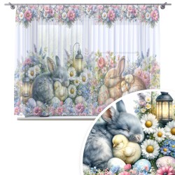 FIRANA ŚWIĄTECZNA GOTOWA 300x150 CM WOAL ZAJĄC NA TAŚMIE WIELKANOC