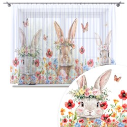 FIRANA ŚWIĄTECZNA GOTOWA 300x150 CM WOAL ZAJĄC NA TAŚMIE WIELKANOC