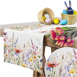 BIEŻNIK OBRUS WIOSENNY 40X220 CM ŁĄKA WIOSNA NA STÓŁ POLNE KWIATY 