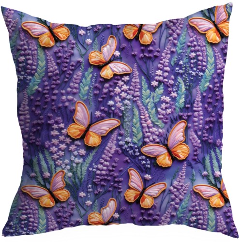 POSZEWKA DEKORACYJNA WIOSENNA 40X40 CM JASIEK WIOSNA LAWENDA MOTYL  - 22600
