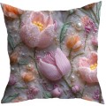 POSZEWKA DEKORACYJNA WIOSENNA 40X40 CM WIOSNA KWIATY TULIPANY  - 22630