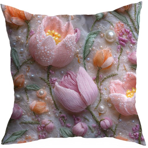 POSZEWKA DEKORACYJNA WIOSENNA 40X40 CM WIOSNA KWIATY TULIPANY  - 22630