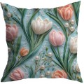 POSZEWKA DEKORACYJNA WIOSENNA 45X45 CM WIOSNA KWIATY TULIPANY  - 22747
