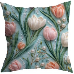 POSZEWKA DEKORACYJNA WIOSENNA 45X45 CM WIOSNA KWIATY TULIPANY 