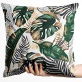 Welwetowa poszewka dekoracyjna  z motywem liści monstera  40x40  - 2302