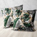 Welwetowa poszewka dekoracyjna  z motywem liści monstera  40x40  - 2303