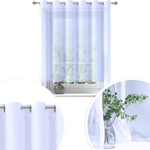 Firana gotowa biała woal 200x150 przelotki - 23526