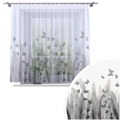 Firana gotowa woal motyle 200x150 na żabki - 23744
