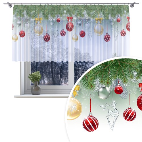 Firana gotowa motyw świąteczny 300x120 taśma - 26144