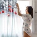Firana gotowa woal motyw świąteczny 140x250 na żabki - 26211