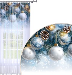 Firana gotowa woal motyw świąteczny 140x250 na żabki