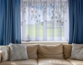 Firana gotowa motyw piór 300x150 przelotki - 26302