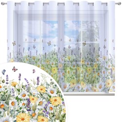 Firana gotowa motyw kwiatowy 300x150 przelotki