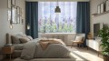 Firana gotowa motyw kwiatowy 300x150 przelotki - 26372
