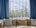 Firana gotowa motyw piór 300x150 przelotki - 26377