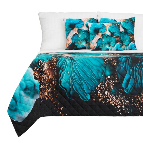 Narzuta na łóżko 160x200 motyw kwiatowy glamour - 27229