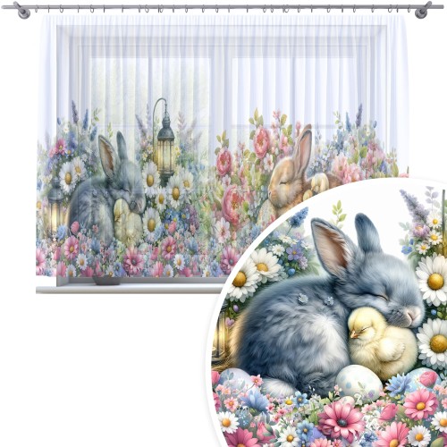 Firana na taśmie z nadrukiem 400x150 wzór świąteczny, Wielkanoc - 27319