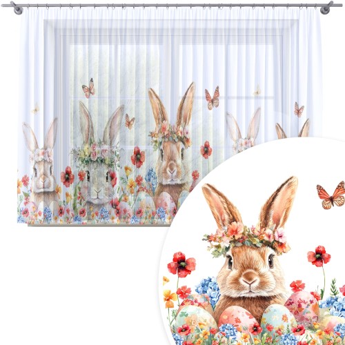Firana na taśmie z nadrukiem 400x160 wzór świąteczny, Wielkanoc - 27328